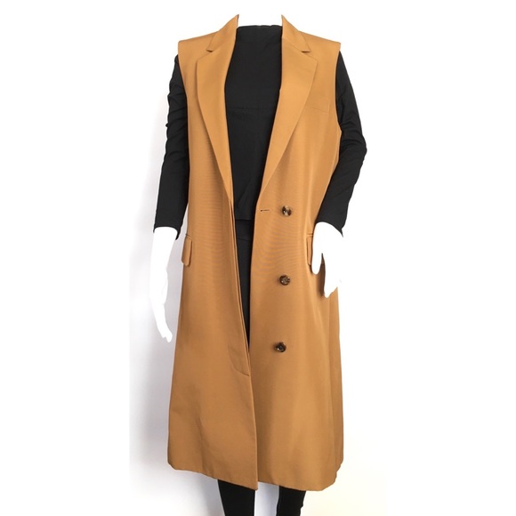 GUCCI 619323 Long Faille Vest Waistcoat -Light Brown -Size 40 / M -NWT - Picture 9 of 12